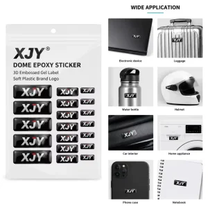 XJY Dome Epoxy Resin Sticker 3D Embossed Gel Label Soft Plastic Brand Logo Epoxy Resin Domed Stickers