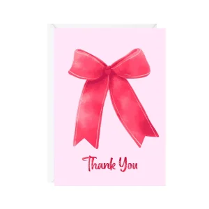 Xieli Custom Printed Cute Bow Thank You Greeting Cards for Birthday Party Decoration