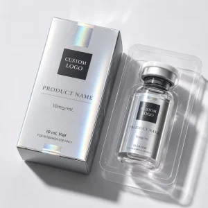 Your Logo One Single Vial Tray 3ml Labels And Boxes Metallic Holographic Printing Peptide Packaging Boxes With Blister Tray